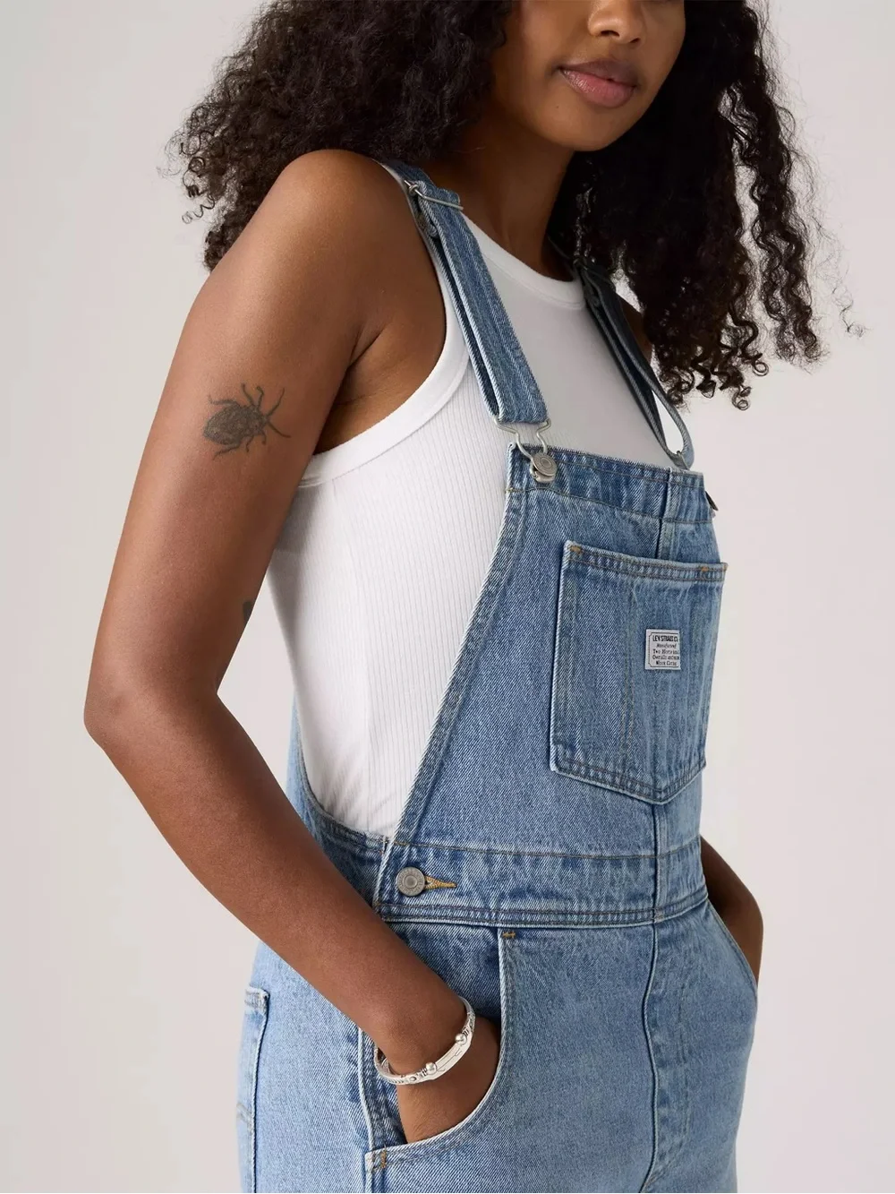 Levis Vintage Straight Denim Overalls Light Wash What A Delight Jean Classic 90s - Picture 2 of 14